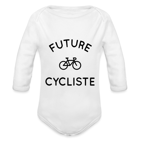 Body Bébé bio manches longues - Future cycliste - blanc