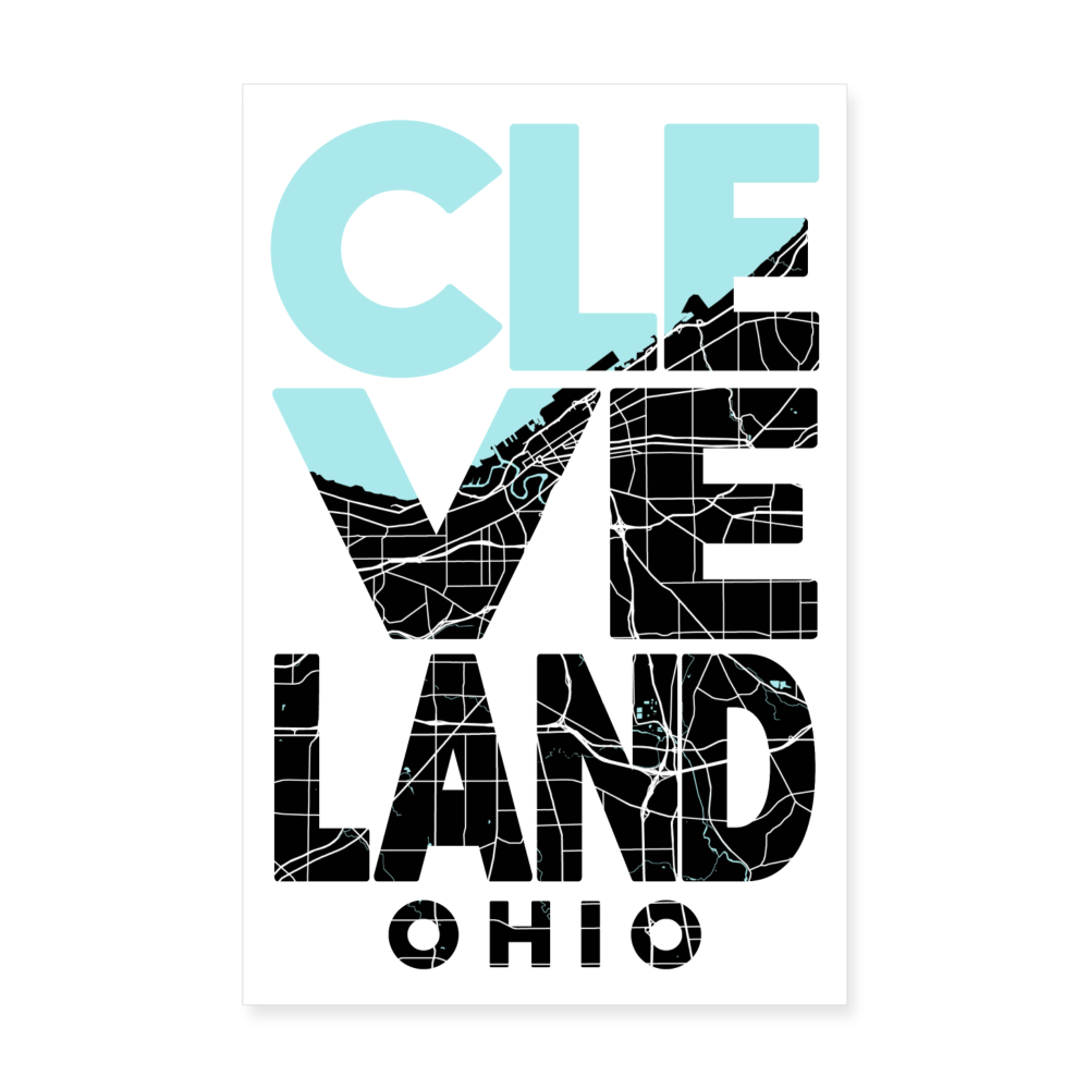 Poster Cleveland - Plan Cleveland - 20 x 30 cm - blanc