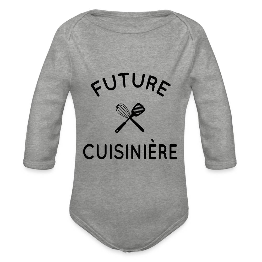 Body Bébé bio manches longues - Future cuisinière - gris chiné