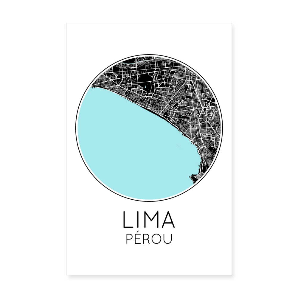 Poster Lima - Plan Lima - 20 x 30 cm - blanc