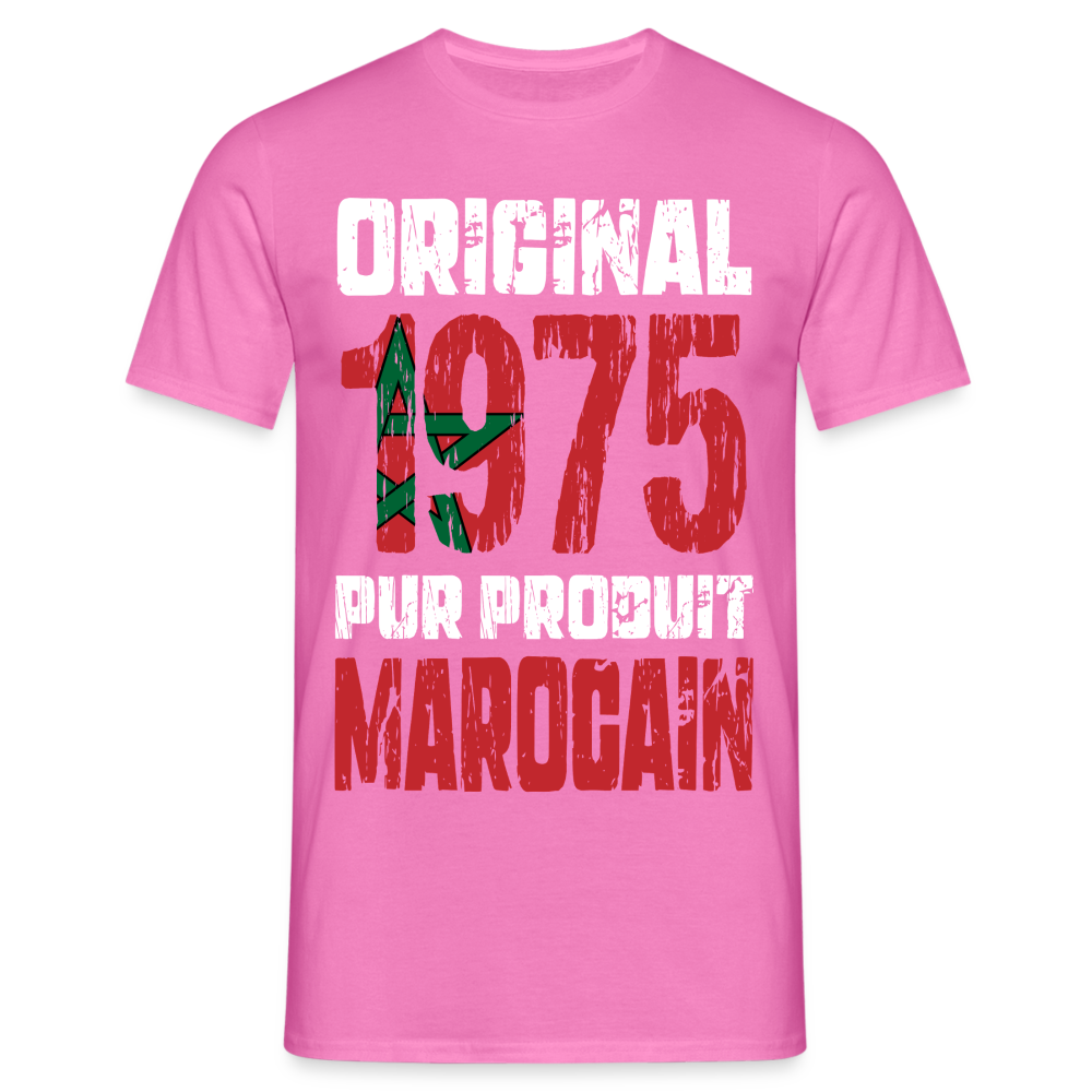 T-shirt Homme - Anniversaire 50 Ans - Original 1975 - Pur produit Marocain - rose