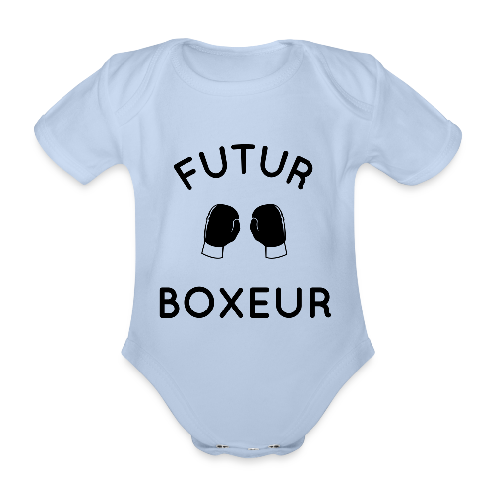 Body Bébé bio manches courtes - Futur boxeur - ciel