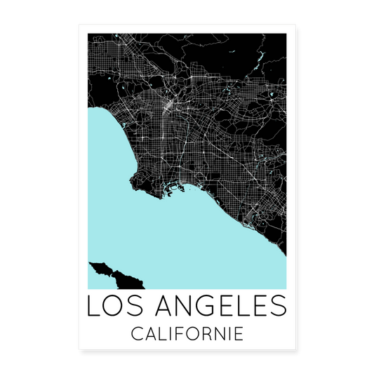 Poster Los Angeles - Plan Los Angeles - 60 x 90 cm - blanc