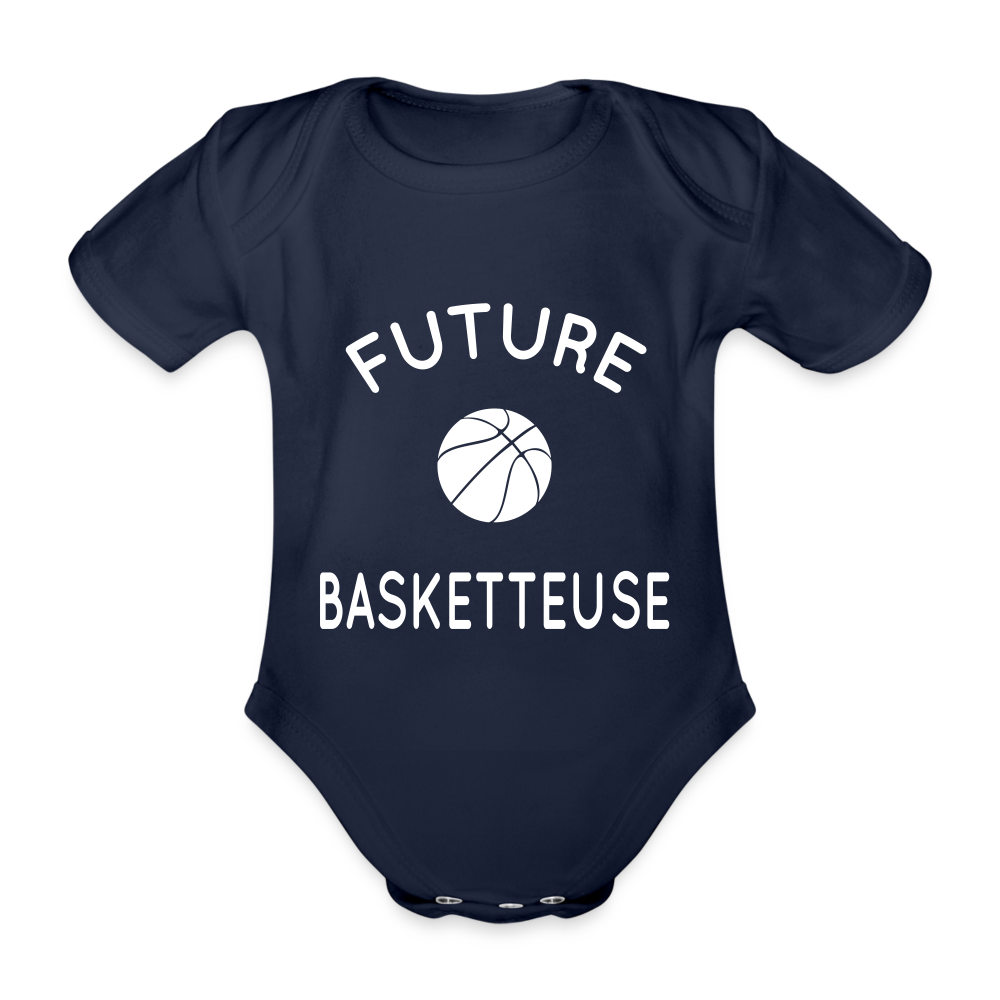 Body Bébé bio manches courtes - Future basketteuse - marine foncé