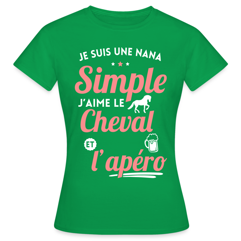 T-shirt Femme - J'aime le cheval et l'apéro - vert