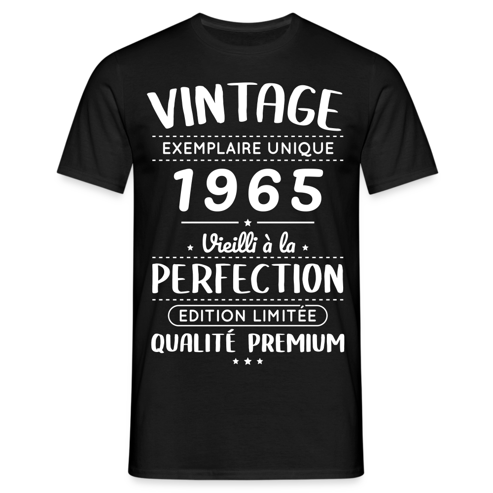 T-shirt Homme - Anniversaire 60 Ans - Vintage 1965 - noir