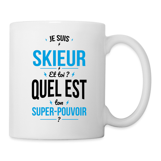 Mug blanc - Je suis skieur - Super-pouvoir - blanc