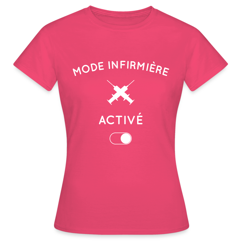 T-shirt Femme - Mode infirmière activé - rose azalée