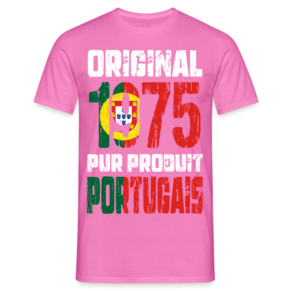 T-shirt Homme - Anniversaire 50 Ans - Original 1975 - Pur produit Portugais - rose