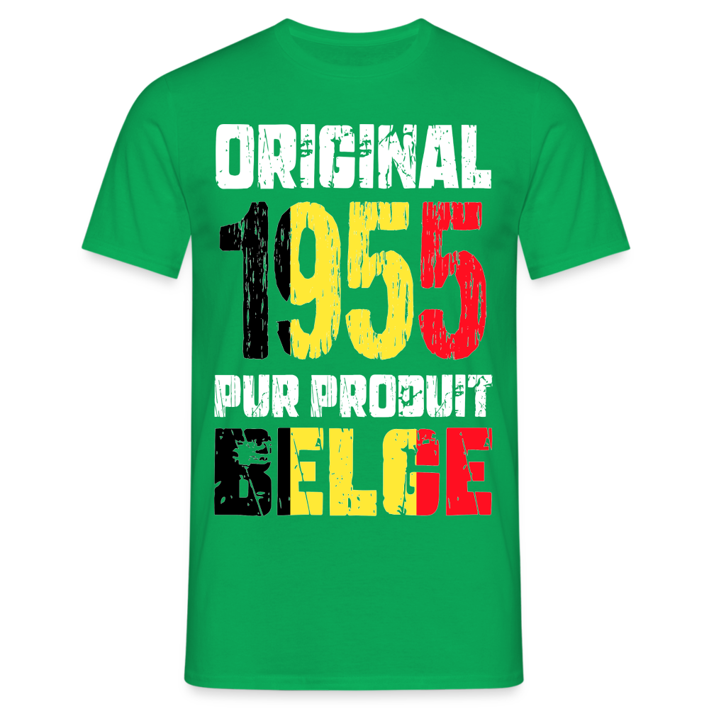 T-shirt Homme - Anniversaire 70 Ans - Original 1955 - Pur produit Belge - vert