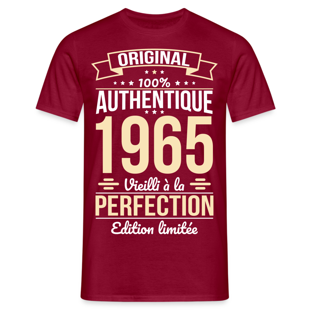 T-shirt Homme - Anniversaire 60 Ans - Original 1965 - rouge brique