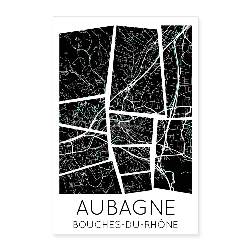 Poster Aubagne - Plan Aubagne - 60 x 90 cm - blanc