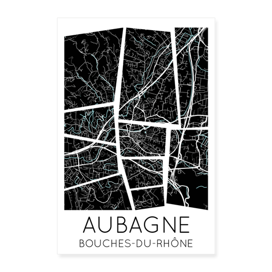 Poster Aubagne - Plan Aubagne - 60 x 90 cm - blanc