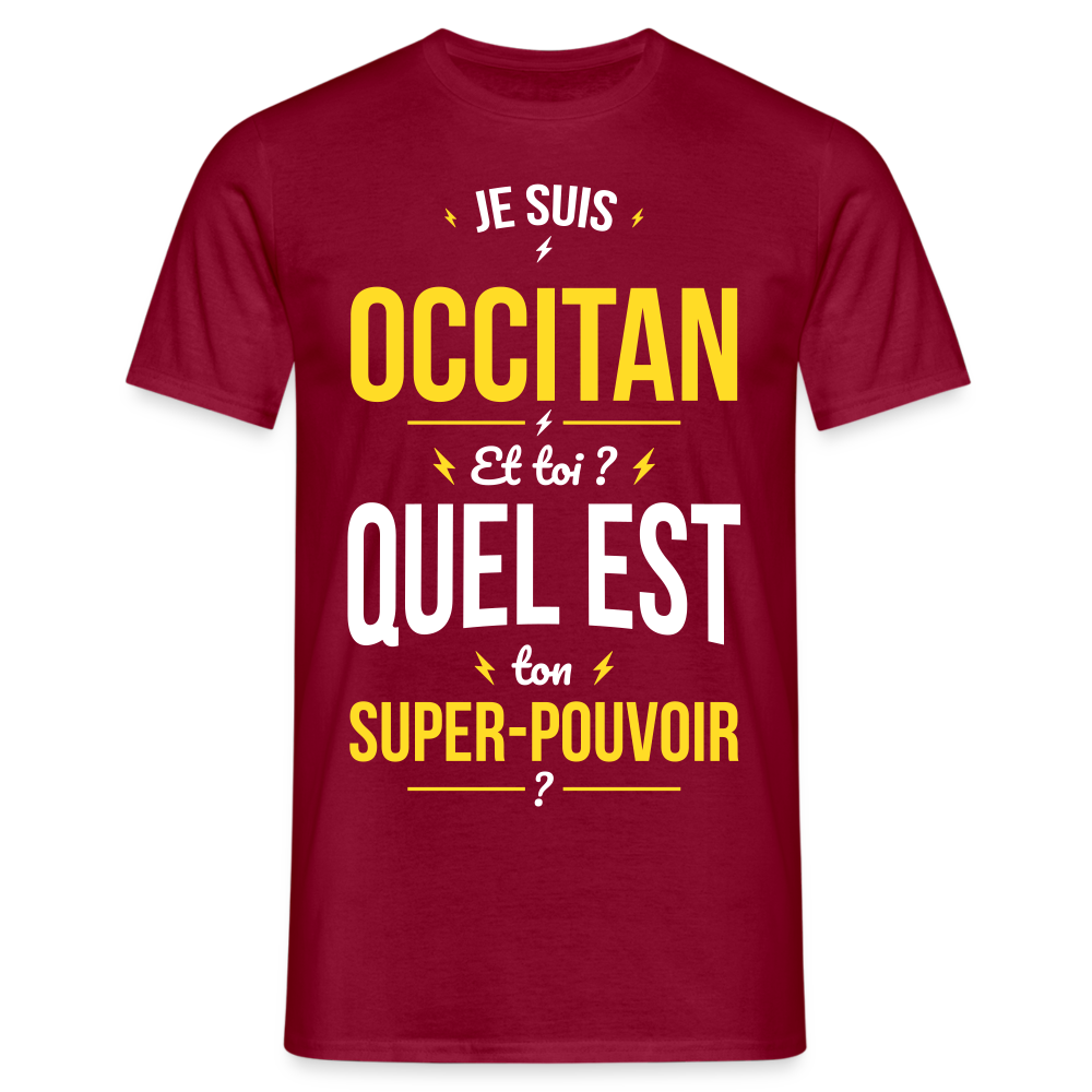 T-shirt Homme - Je suis Occitan - Super-pouvoir - rouge brique