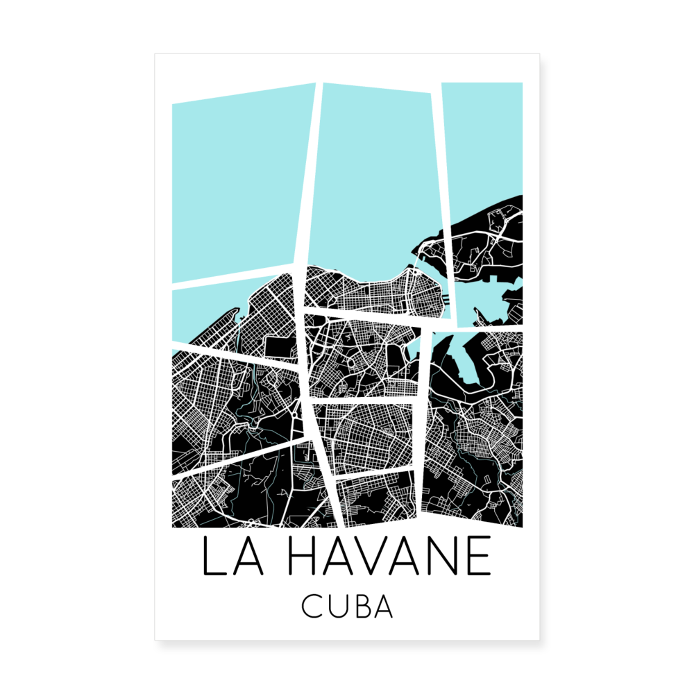 Poster La Havane - Plan La Havane - 20 x 30 cm - blanc