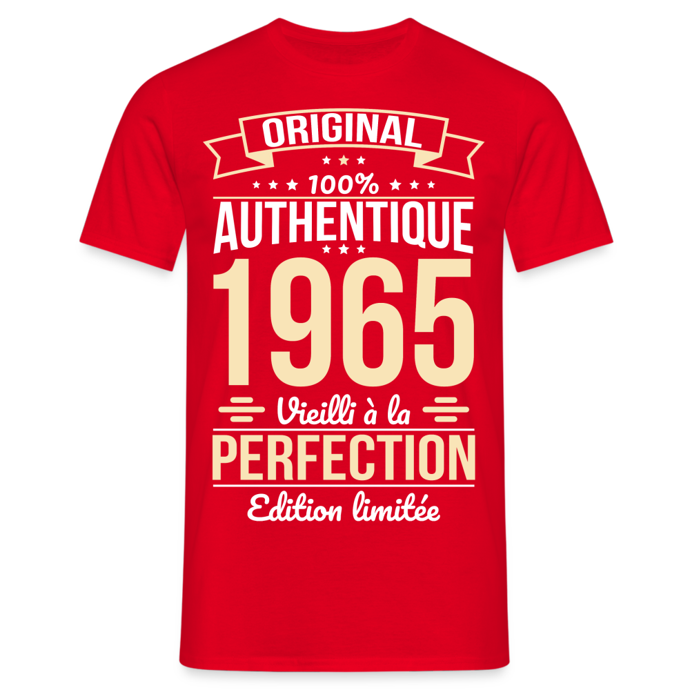 T-shirt Homme - Anniversaire 60 Ans - Original 1965 - rouge