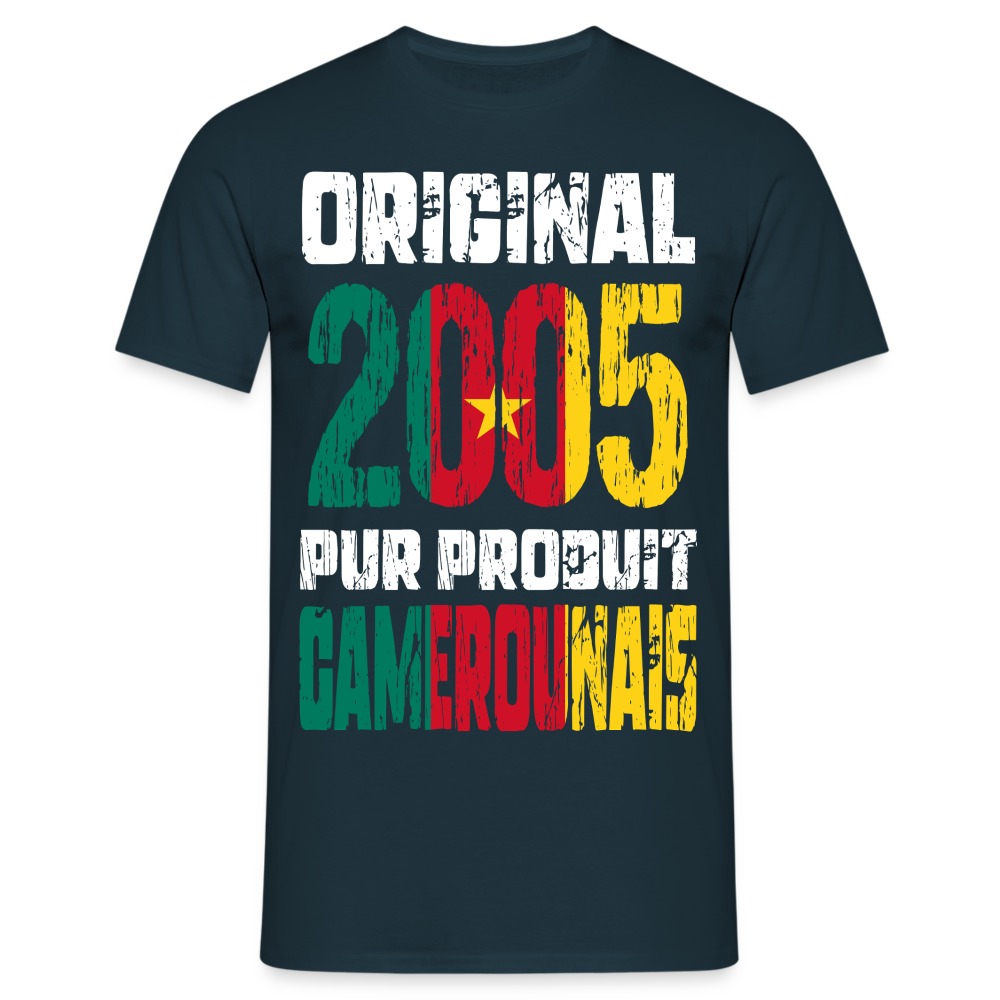 T-shirt Homme - Anniversaire 20 Ans - Original 2005 - Pur produit Camerounais - marine