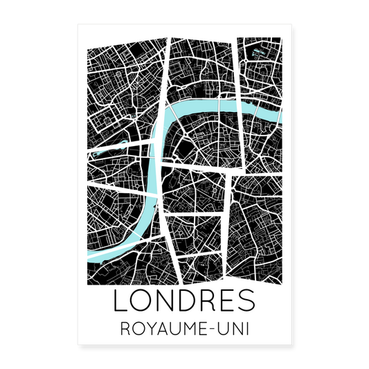 Poster Londres - Plan Londres - 60 x 90 cm - blanc