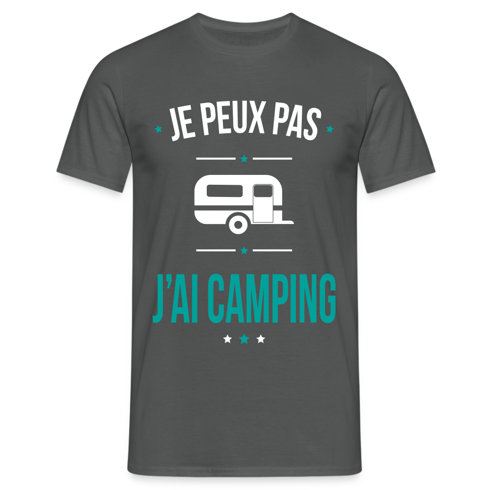 T-shirt Homme - Je peux pas j'ai Camping - charbon