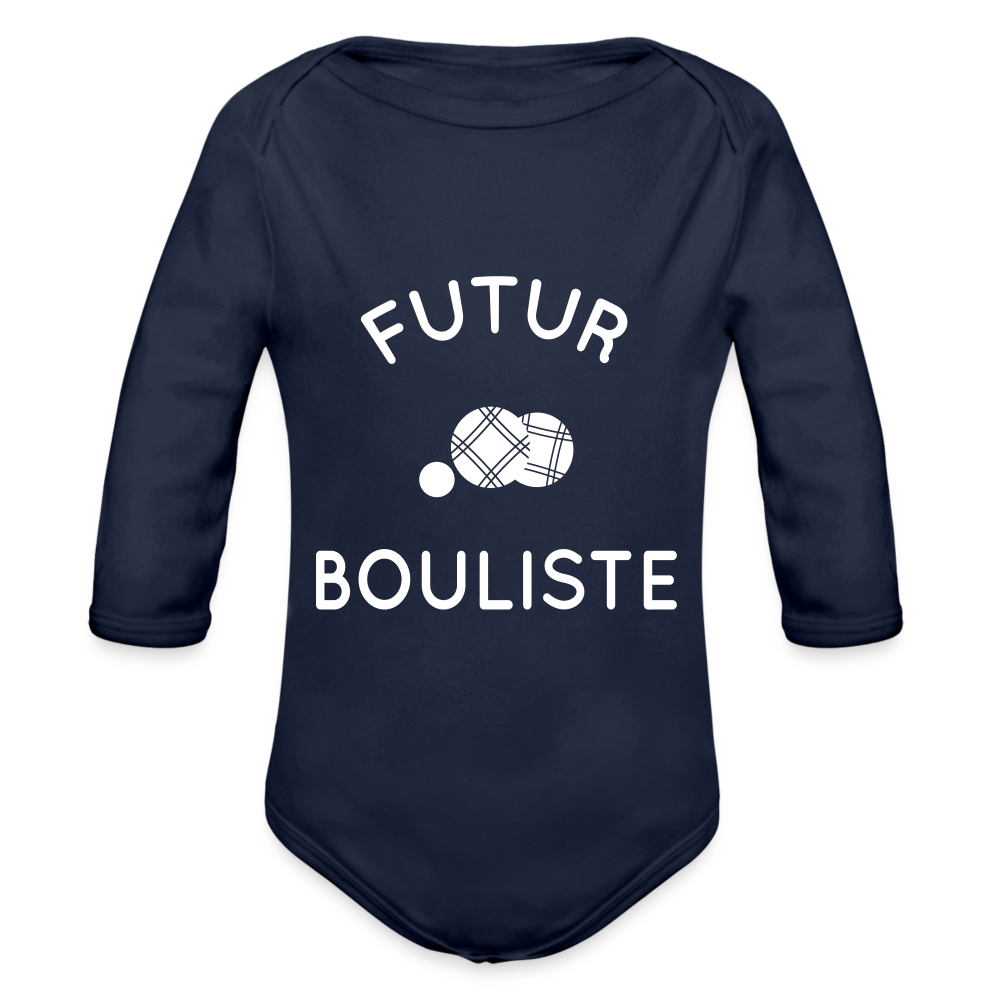 Body Bébé bio manches longues - Futur bouliste - marine foncé