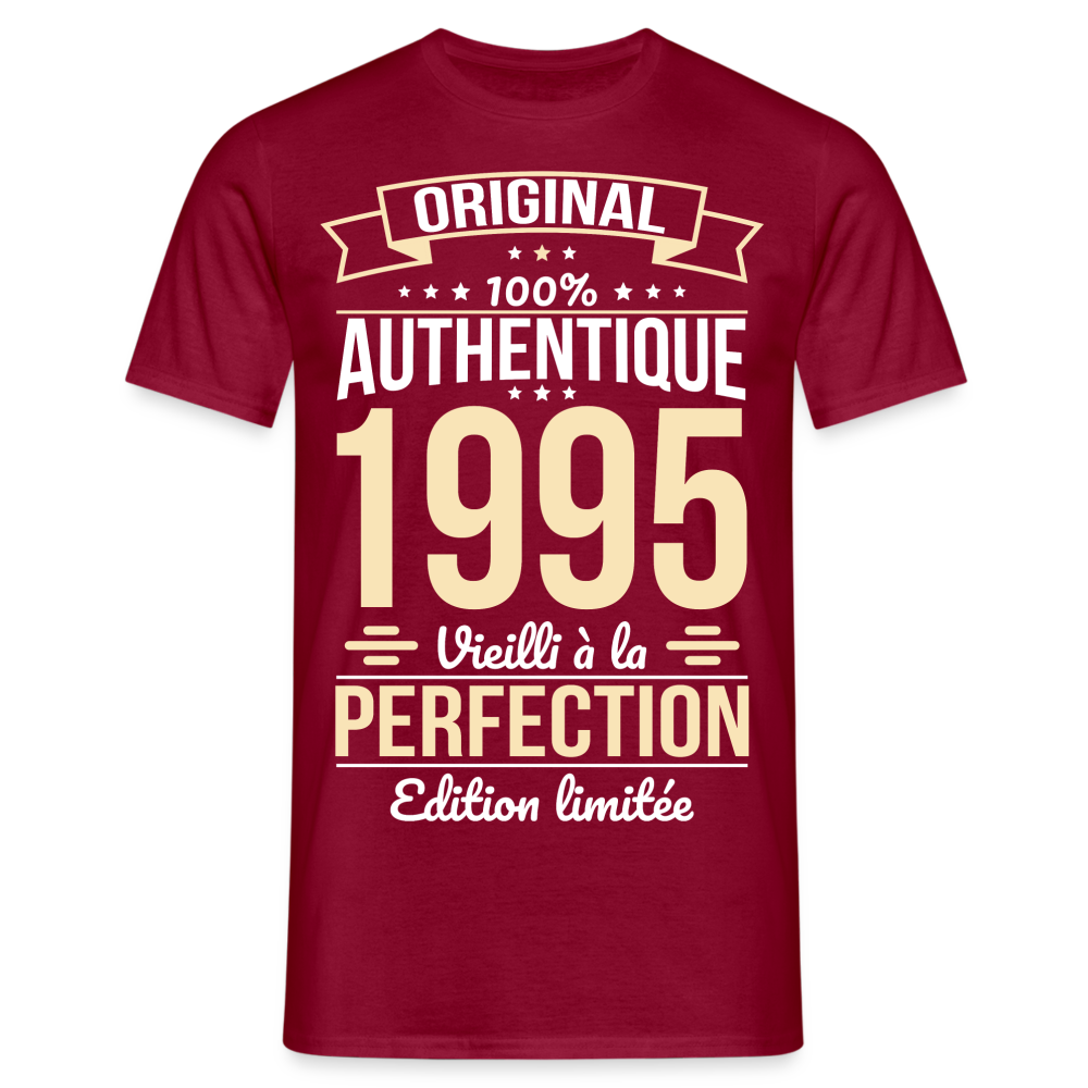 T-shirt Homme - Anniversaire 30 Ans - Original 1995 - rouge brique