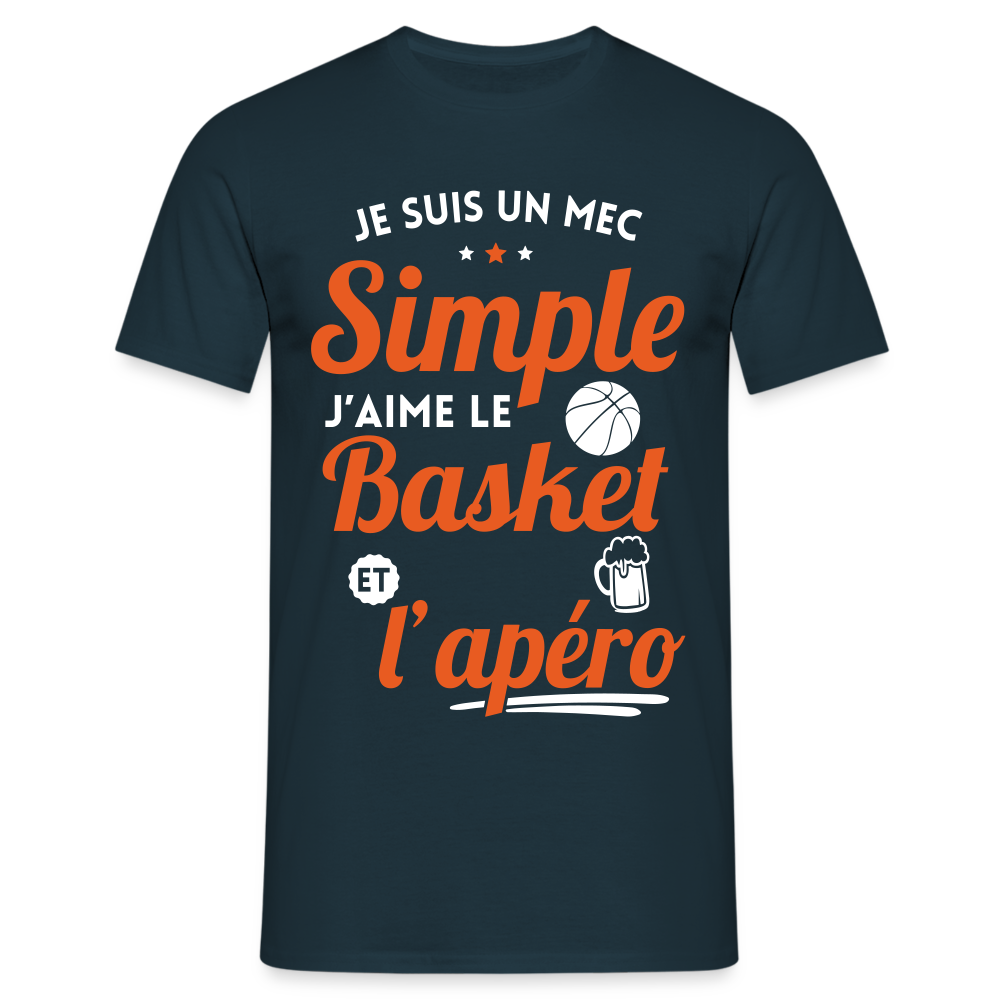 T-shirt Homme - J'aime le basket et l'apéro - marine