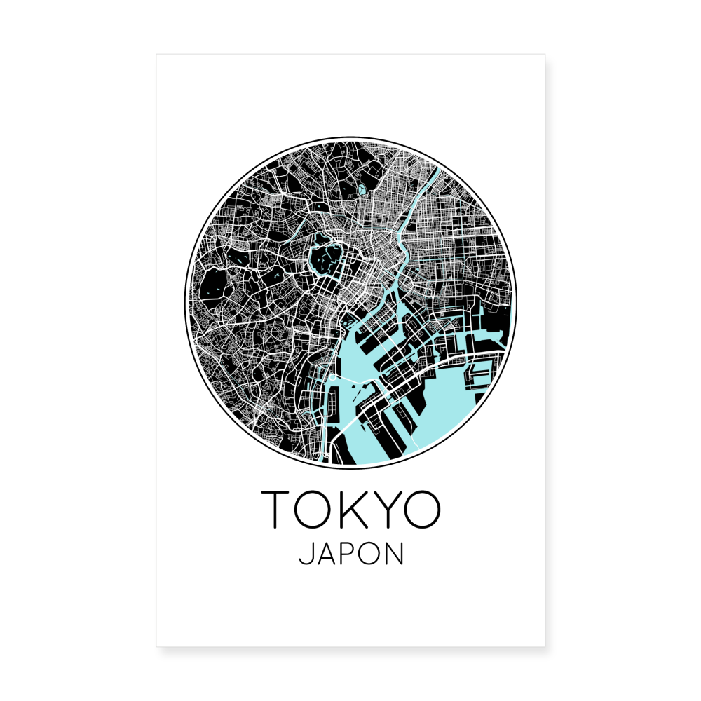 Poster Tokyo - Plan Tokyo - 20 x 30 cm - blanc