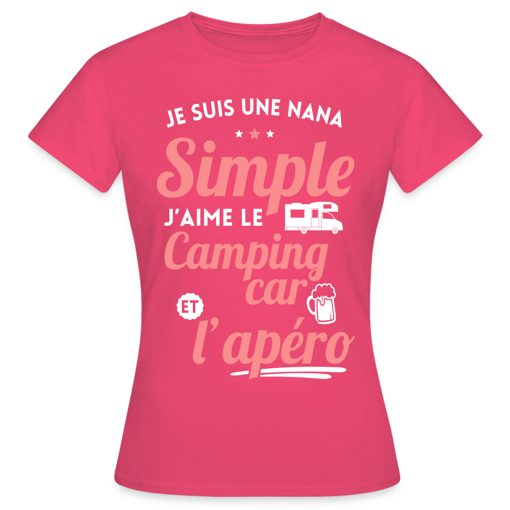 T-shirt Femme - J'aime le camping-car et l'apéro - rose azalée