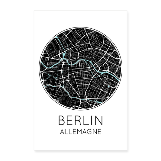 Poster Berlin - Plan Berlin - 40 x 60 cm - blanc