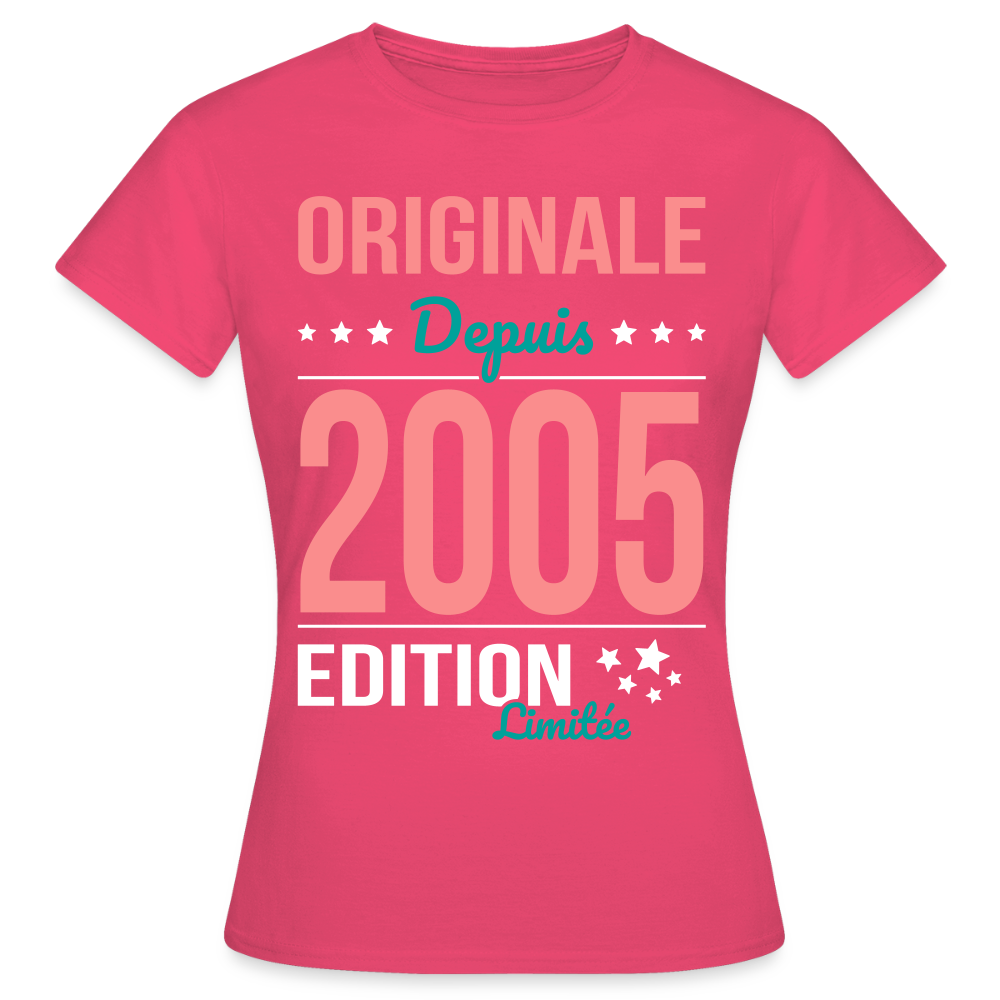 T-shirt Femme - Anniversaire 20 Ans - Originale depuis 2005 - rose azalée