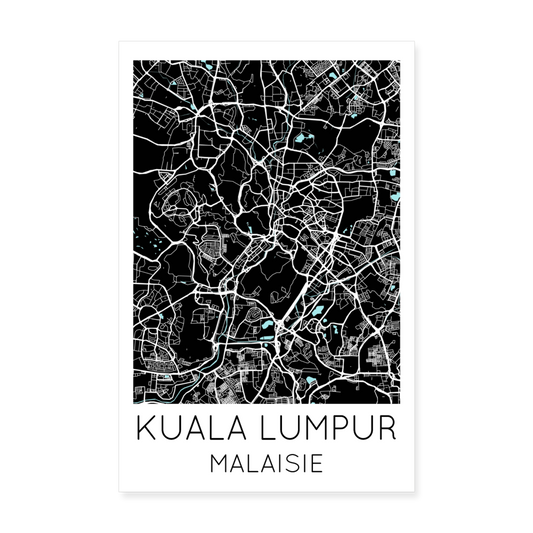 Poster Kuala Lumpur - Plan Kuala Lumpur - 20 x 30 cm - blanc