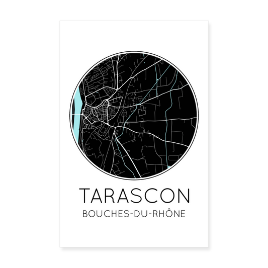 Poster Tarascon - Plan Tarascon - 20 x 30 cm - blanc