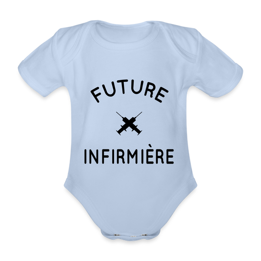 Body Bébé bio manches courtes - Future infirmière - ciel