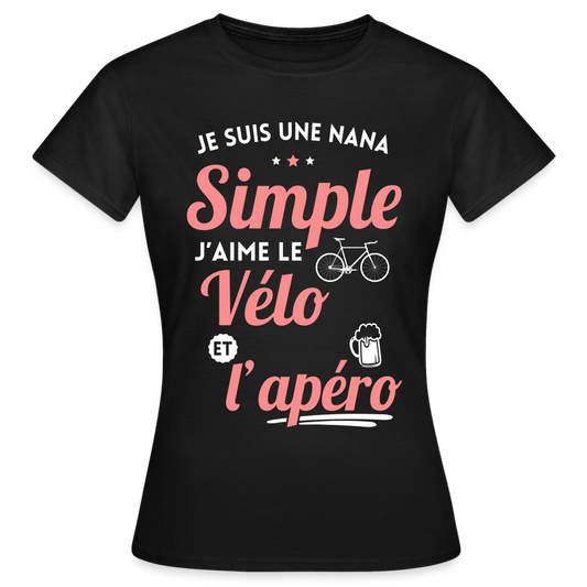 T-shirt Femme - J'aime le vélo et l'apéro - noir