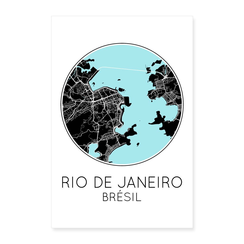 Poster Rio de Janeiro - Plan Rio de Janeiro - 60 x 90 cm - blanc