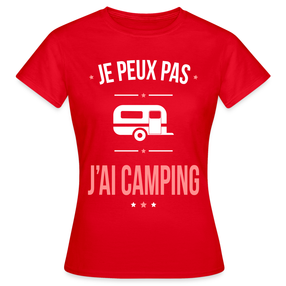 T-shirt Femme - Je peux pas j'ai Camping - rouge