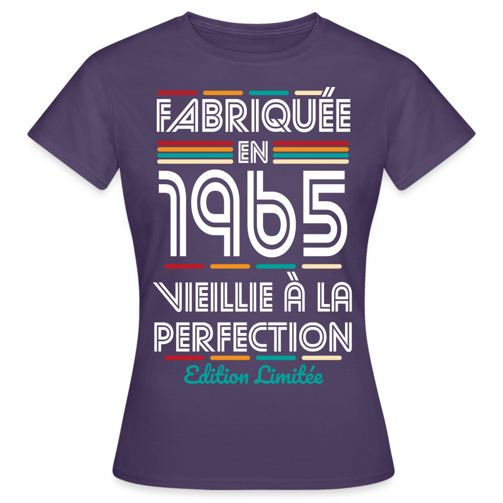 T-shirt Femme - Anniversaire 60 Ans - Fabriquée en 1965 - violet foncé