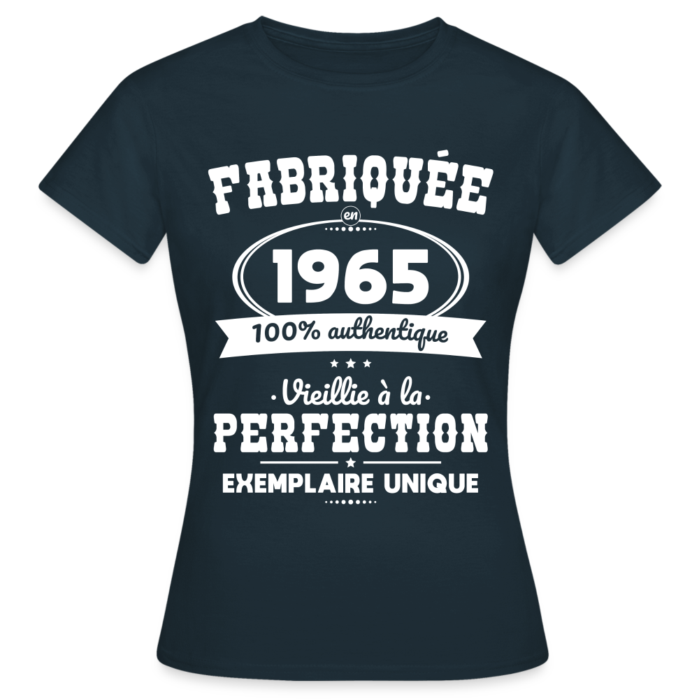 T-shirt Femme - Anniversaire 60 Ans - Fabriquée en 1965 - marine