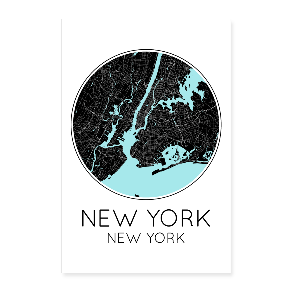 Poster New York - Plan New York - 60 x 90 cm - blanc