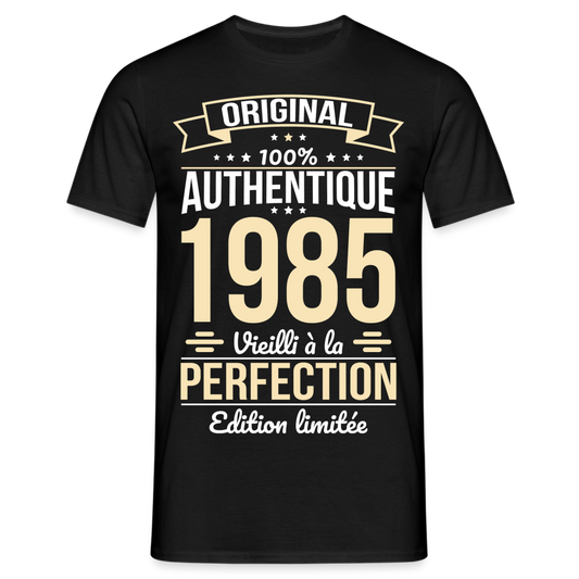 T-shirt Homme - Anniversaire 40 Ans - Original 1985 - noir