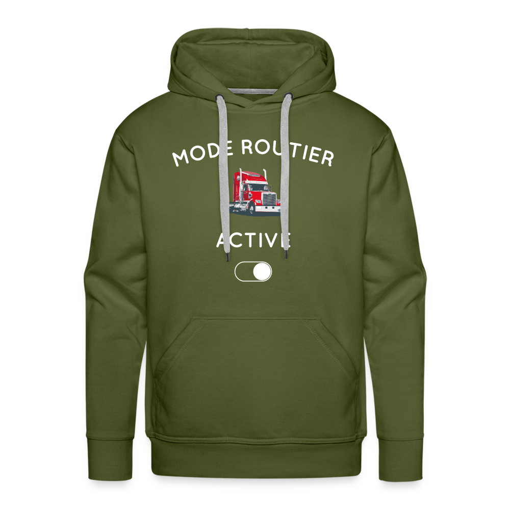 Sweat à capuche Premium Homme - Mode routier activé - vert olive