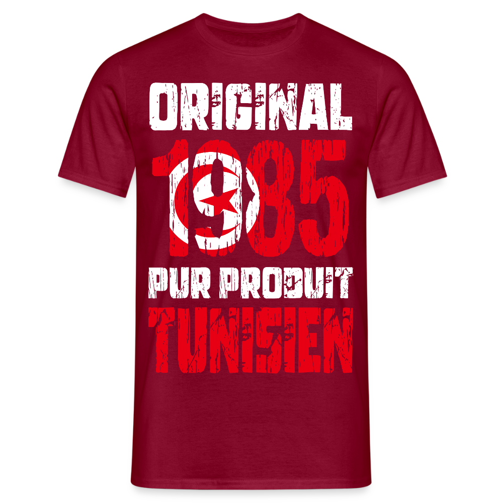 T-shirt Homme - Anniversaire 40 Ans - Original 1985 - Pur produit Tunisien - rouge brique