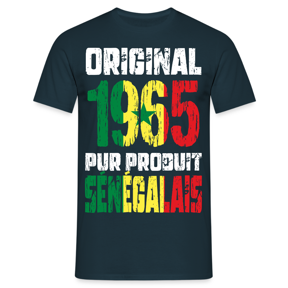 T-shirt Homme - Anniversaire 60 Ans - Original 1965 - Pur produit Sénégalais - marine