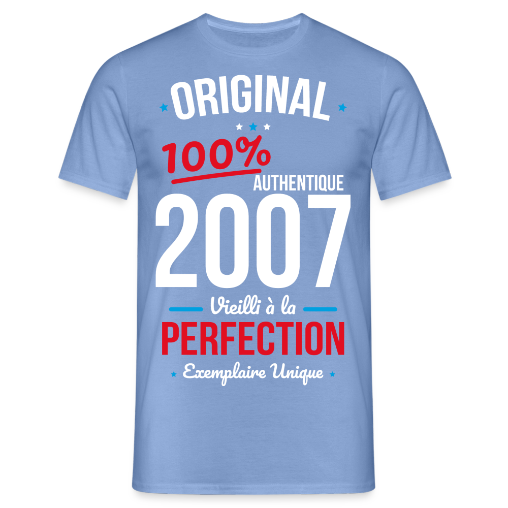 T-shirt Homme - Anniversaire 18 Ans - Original 2007 - carolina blue