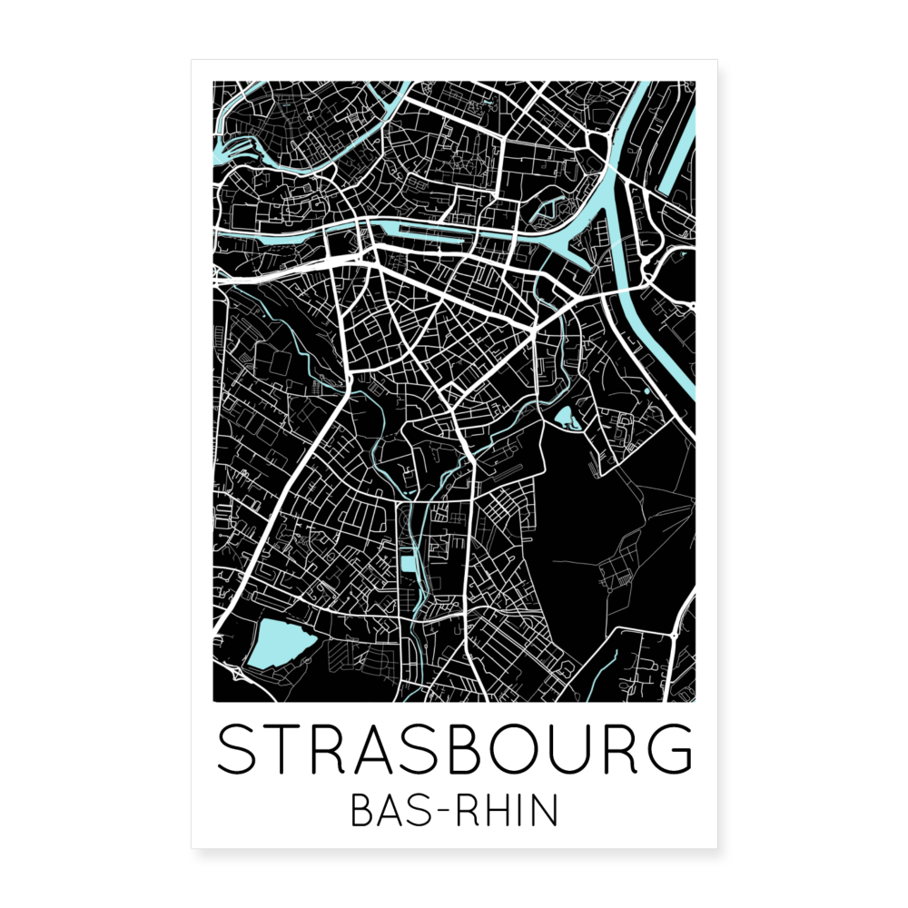 Poster Strasbourg - Plan Strasbourg - 60 x 90 cm - blanc