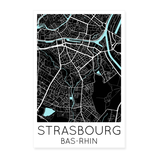 Poster Strasbourg - Plan Strasbourg - 60 x 90 cm - blanc