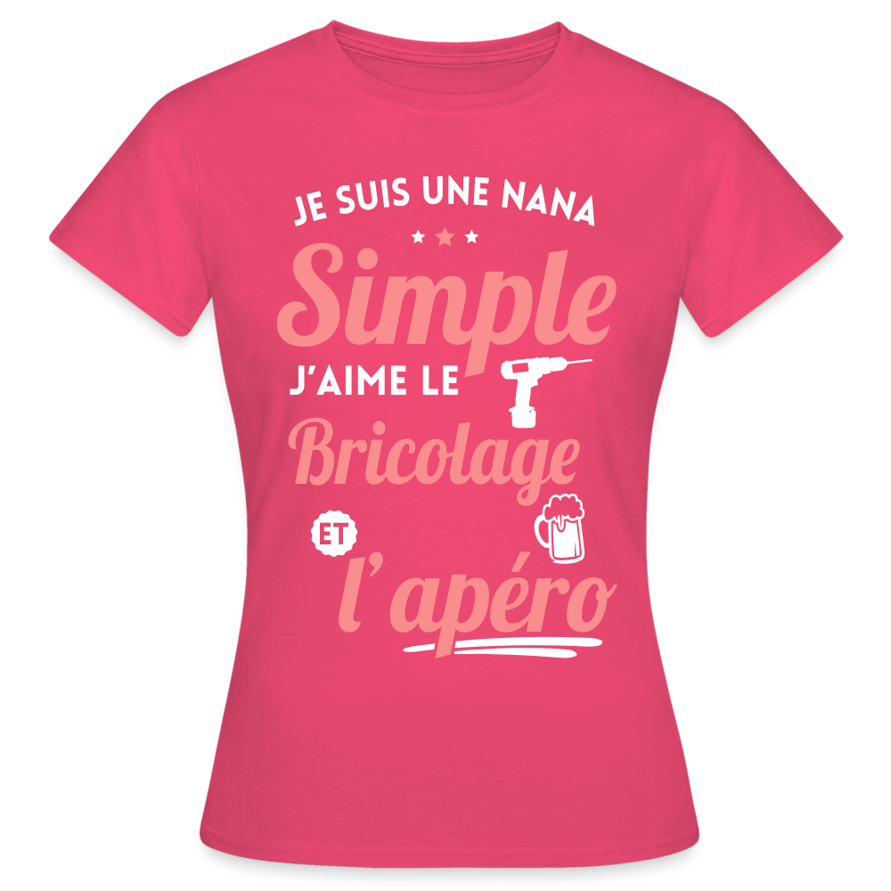 T-shirt Femme - J'aime le bricolage et l'apéro - rose azalée