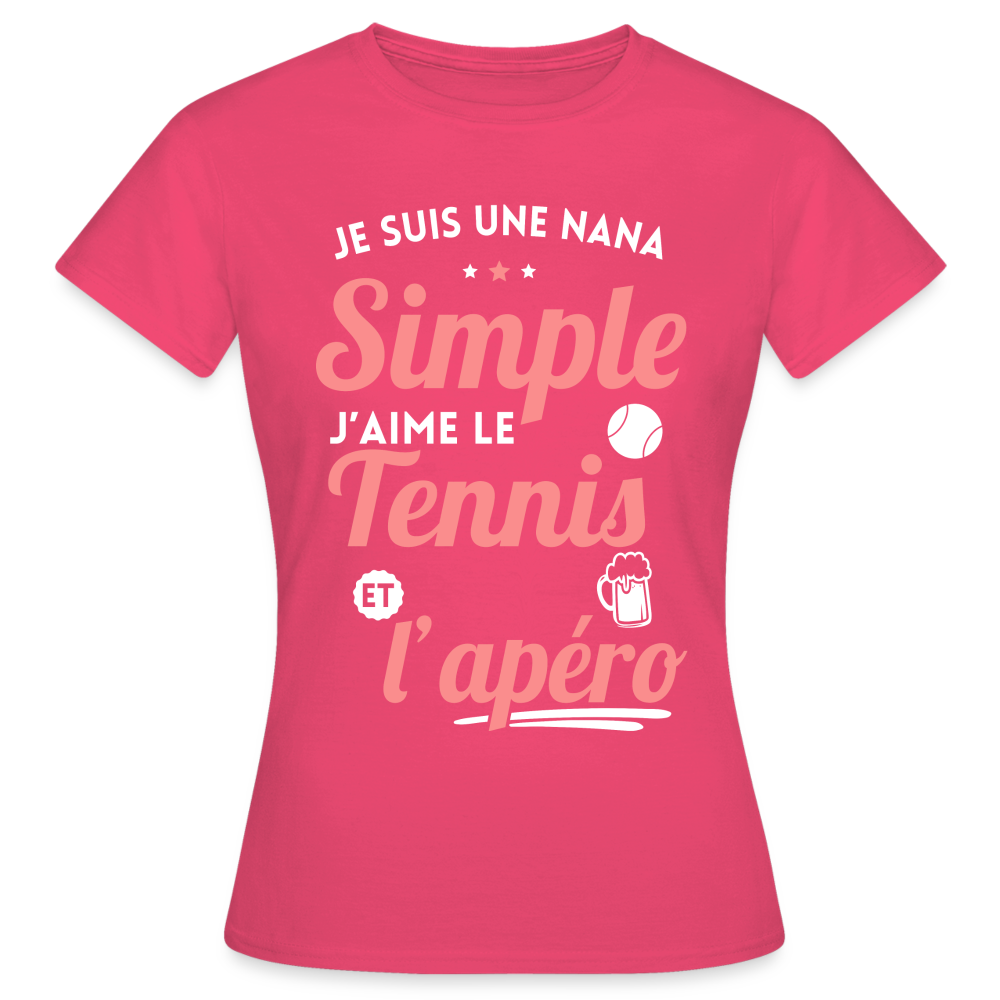 T-shirt Femme - J'aime le  tennis et l'apéro - rose azalée