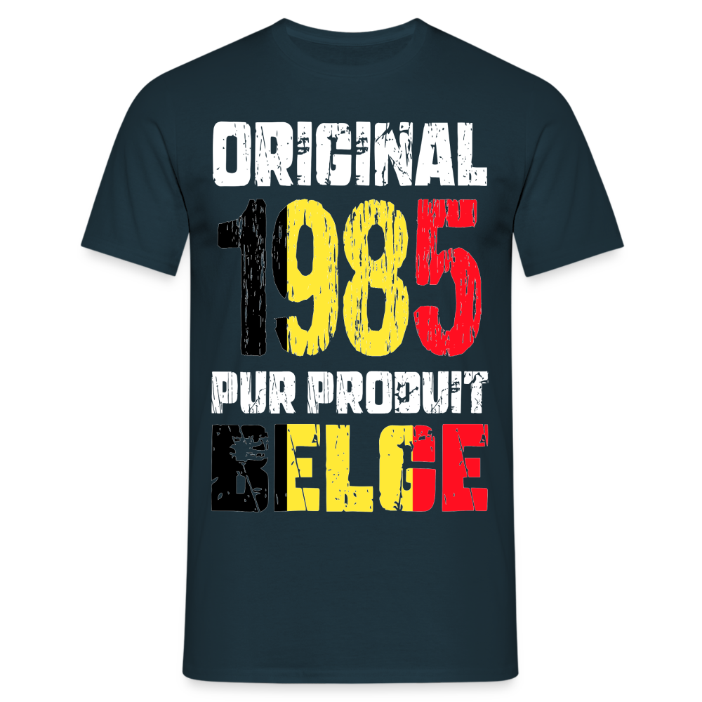 T-shirt Homme - Anniversaire 40 Ans - Original 1985 - Pur produit Belge - marine