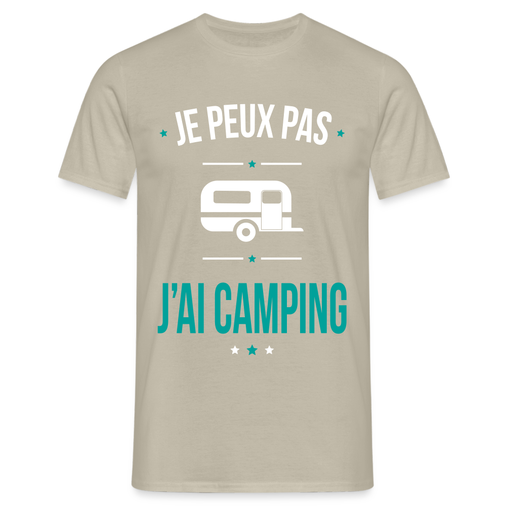 T-shirt Homme - Je peux pas j'ai Camping - beige sable